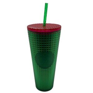 Starbucks Spring Watermelon Grid Green and Pink Lid Cold Cup Tumbler 24 oz